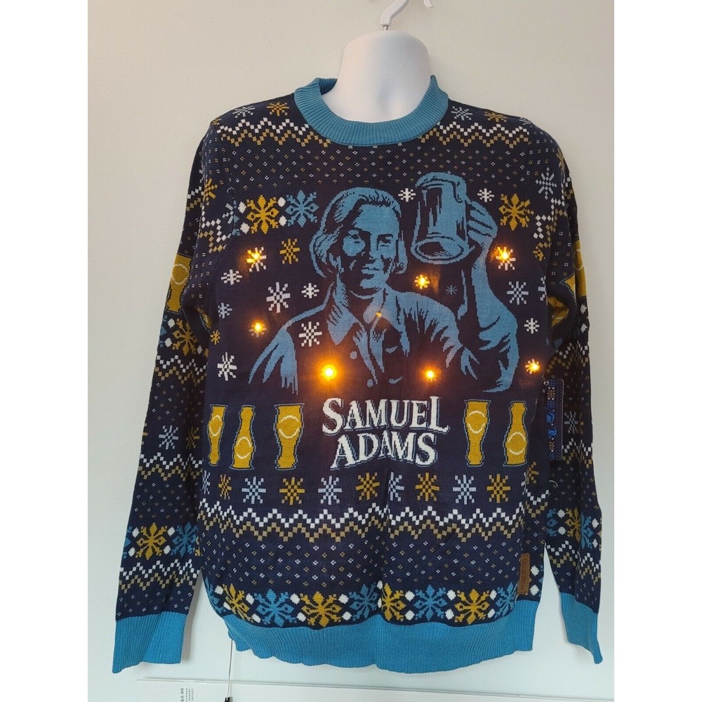 Tipsy Elves Samuel Adams NEW Light Up Ugly Christmas Sweater LARGE Holiday